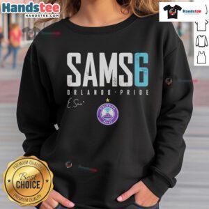 Official Emily Sams Orlando Pride Elite 6 Sweatshirt featuring vibrant colors and a stylish design for LGBTQ+ pride.