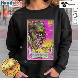Alt Text: Official Fatboy Slim Baum Festival poster in Bogot, Colombia, featuring vibrant design on a sweatshirt, June 1, 2025.