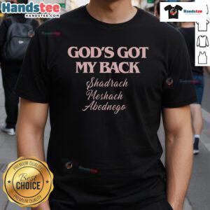 Alt Text: Official Gods Got My Back T-Shirt featuring a bold design and vibrant colors, perfect for expressing faith and style.
