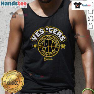Official Indiana Pacers Yes Cers Eastern Conference Champions 2025 tank top showcasing team pride and vibrant design.