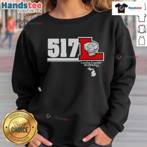Official Lansing Lugnuts 517 sweatshirt featuring team colors and logo, perfect for baseball fans and casual wear.