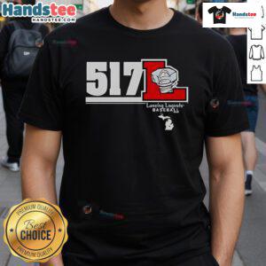Official Lansing Lugnuts 517 T-Shirt featuring team logo and vibrant colors, perfect for fans and casual wear.