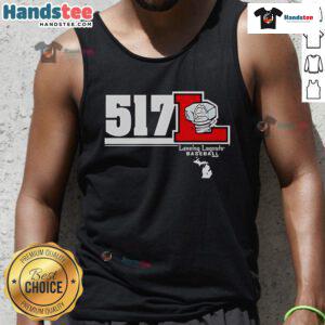 Official Lansing Lugnuts 517 Tank Top showcasing team logo and vibrant design, perfect for summer games and fan pride.