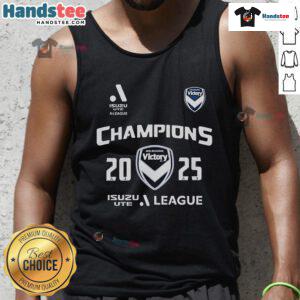 Official Melbourne City Victory Champions A-League 2025 tank top in vibrant colors, perfect for fans and sports enthusiasts.