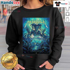 Alt Text: Official Metallica M72 Atlanta venue poster at Mercedes-Benz Stadium for world tour sweatshirt design.