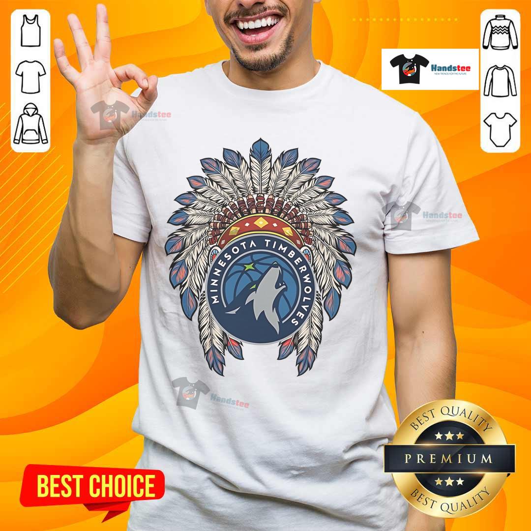 Official Minnesota Timberwolves Native American logo T-shirt featuring vibrant graphics and comfortable fit.