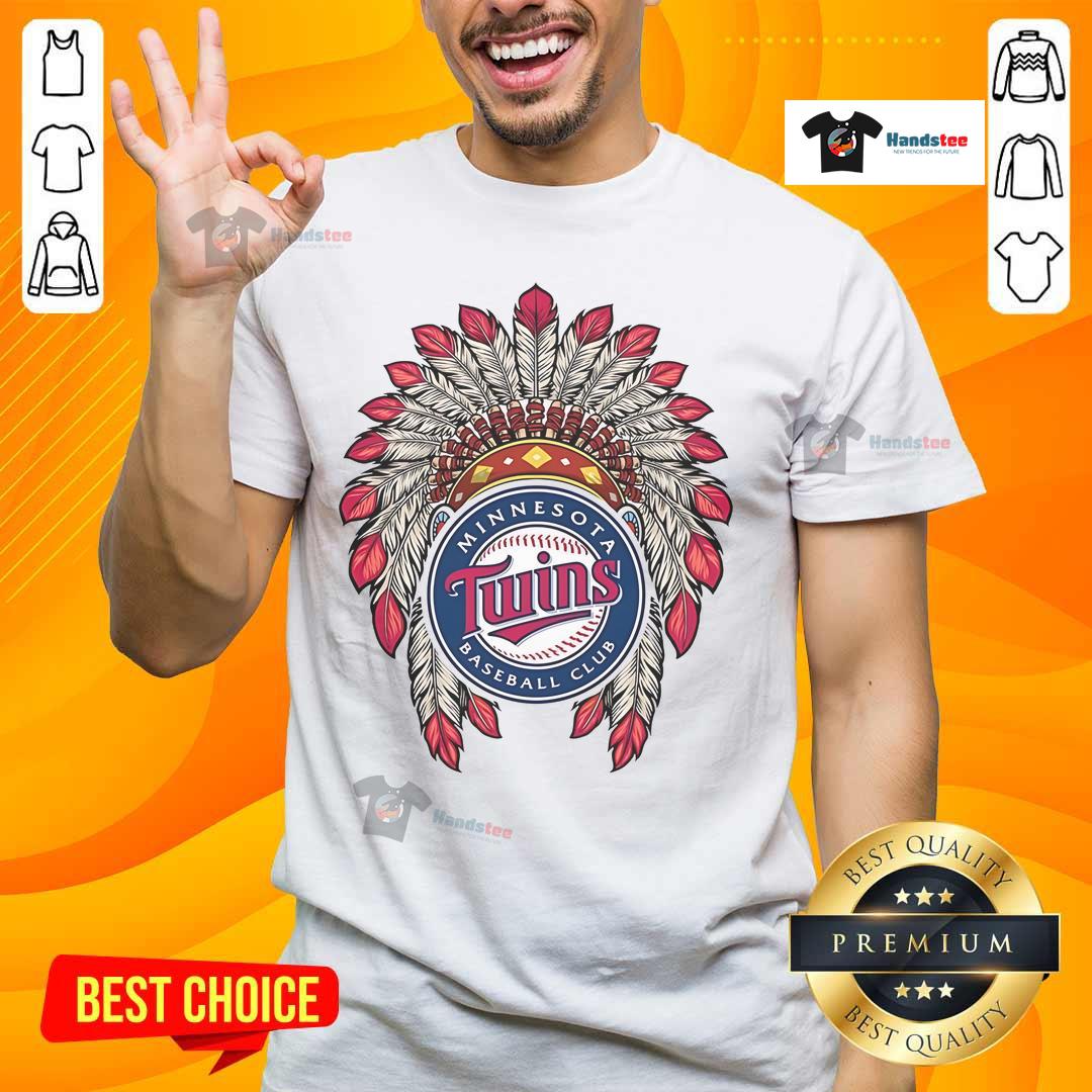 Official Minnesota Twins Native American logo T-shirt featuring vibrant graphics and team colors for fans.