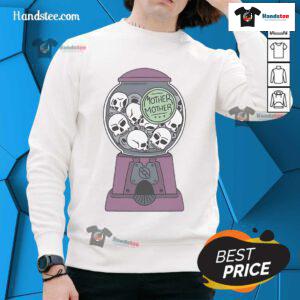 Official Mother Mother Skull Machine Sweatshirt featuring a bold skull graphic on a cozy black pullover.