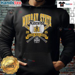 Alt Text: Official Murray State Racers 2025 College World Series hoodie in navy blue, featuring team logo and stylish design.