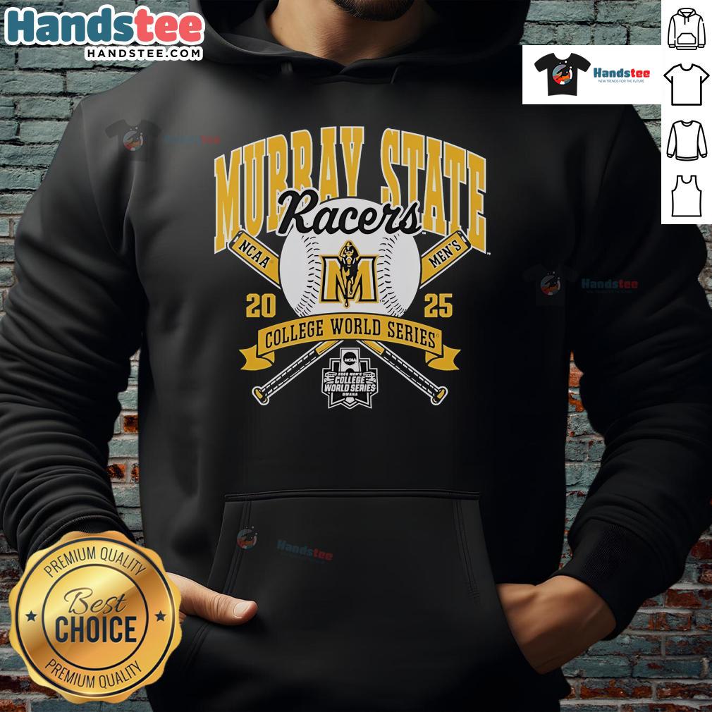 Alt Text: Official Murray State Racers 2025 College World Series hoodie in navy blue, featuring team logo and stylish design.