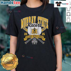 Official Murray State Racers 2025 College World Series ladies tee in vibrant blue, perfect for fans and stylish support.