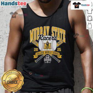Official Murray State Racers 2025 College World Series tank top featuring team logo and vibrant design, perfect for fans.