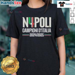Official Napoli N4POLI Champions D'Italia 2024-2025 Ladies Tee featuring stylish design and team colors.