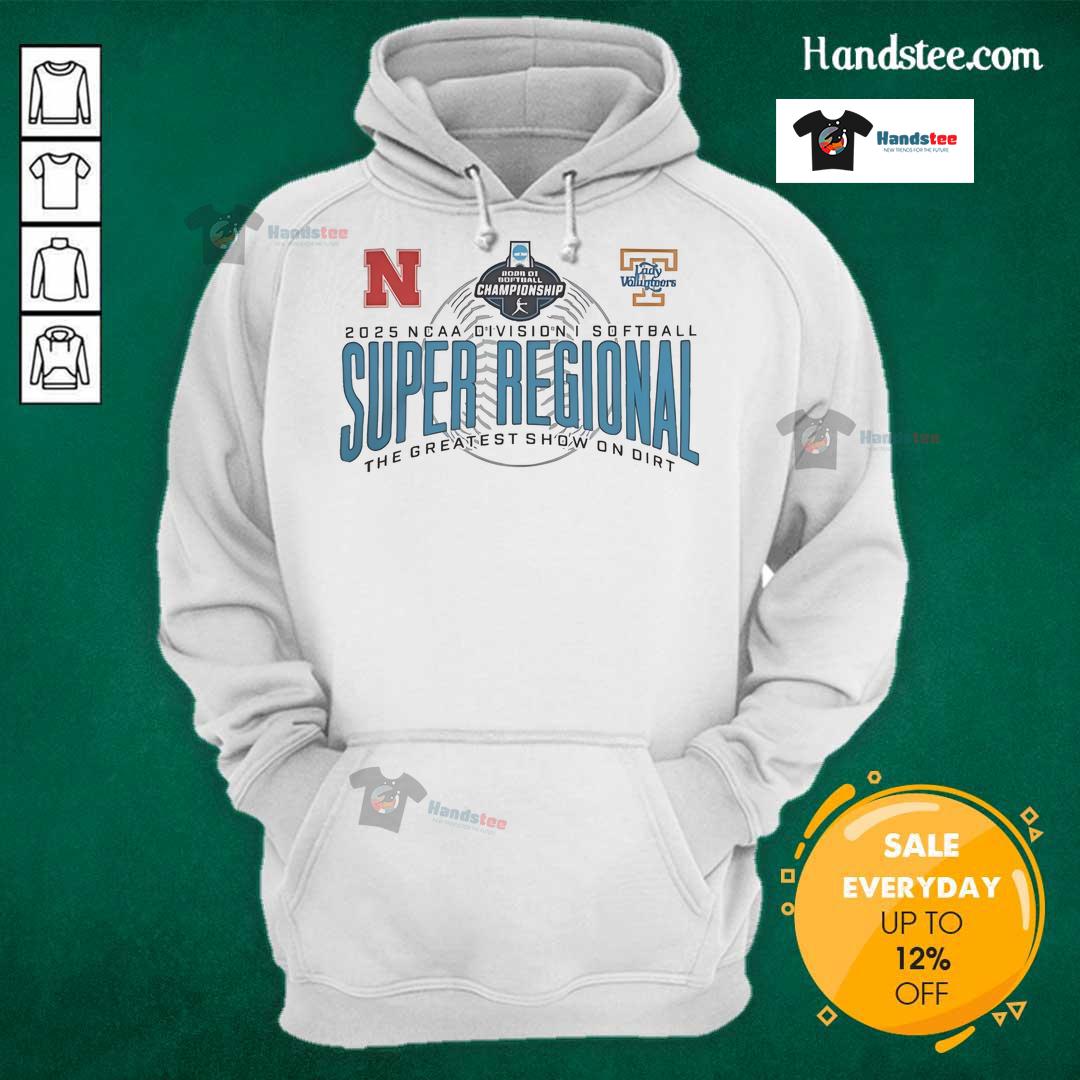 Alt Text: Official Nebraska Cornhuskers vs Tennessee Volunteers 2025 NCAA Baseball Super Regional hoodie, showcasing team pride.