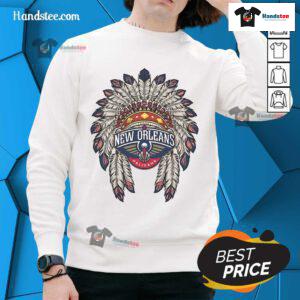Official New Orleans Pelicans Native American logo sweatshirt showcasing team spirit and unique design.