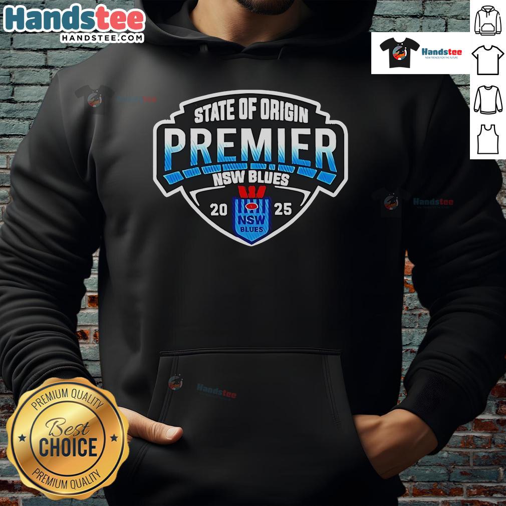 Official New South Wales Blues Back To Back 2025 Primers Hoodie in navy blue with team logo and stylish design.