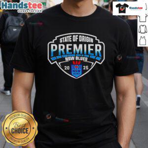 Alt Text: Official New South Wales Blues Back To Back 2025 Primers T-Shirt featuring team logo and vibrant blue design.
