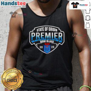 Official New South Wales Blues Back-To-Back 2025 Primers Tank Top showcasing team colors and logo for sports fans.