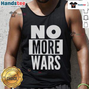 Official No More Wars Iran Tank Top featuring bold graphic design promoting peace and anti-war activism.