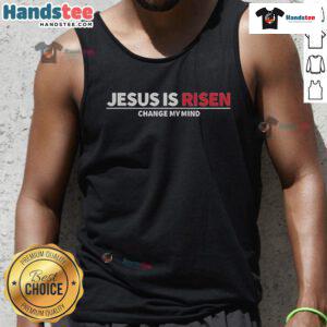 Official Noland Arbaugh Jesus Is Risen Changed My Mind Tank Top displayed on a mannequin against a bright background.