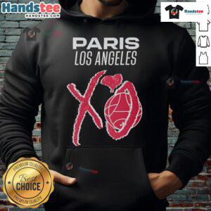 Official PSG X XO Stadium Los Angeles Hoodie featuring stylish design and vibrant team colors, perfect for fans.