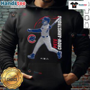 Alt Text: Official Pete Crow-Armstrong Chicago Cubs graphic player hoodie featuring vibrant team colors and logo design.