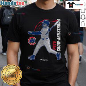 Alt Text: Official Pete Crow-Armstrong Chicago Cubs graphic player t-shirt featuring vibrant team colors and player design.