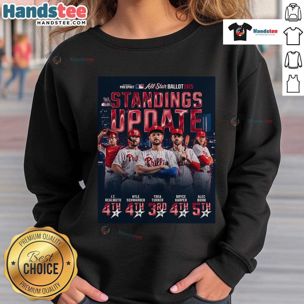Official Philadelphia Phillies Standings Update Legends 2025 Sweatshirt featuring team logo and stylish design.