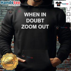 Alt Text: Reggie Watts 'When In Doubt Zoom Out' hoodie featuring vibrant design, perfect for fans of the comedian and stylish apparel.