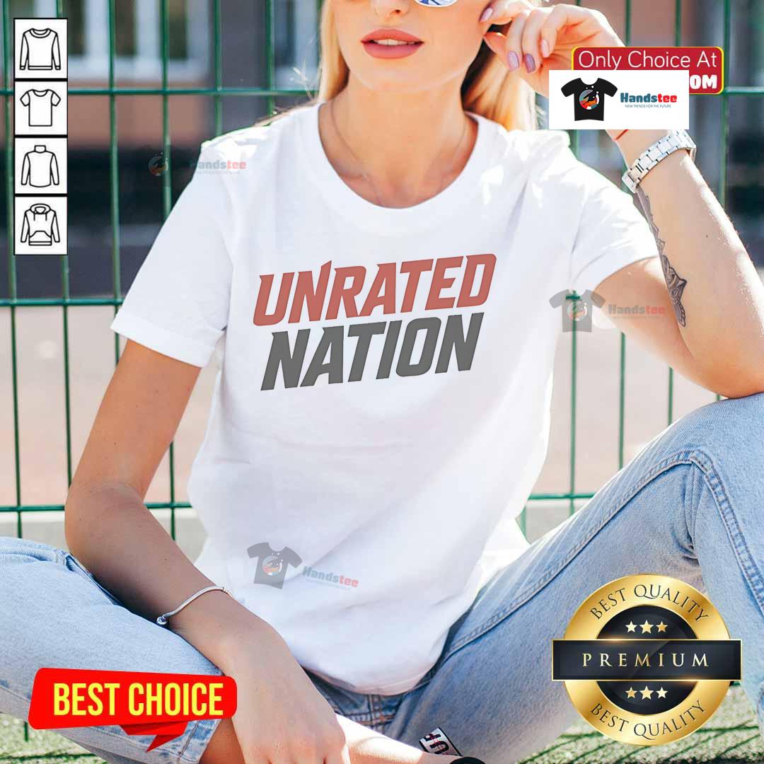 Alt Text: Official Ross Smith Unrated Nation logo on a stylish ladies tee, perfect for fans of Ross Smith's brand.