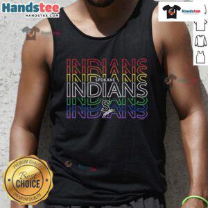 Official Spokane Indians Langford Pride Tank Top featuring vibrant colors and team logo for fans and supporters.
