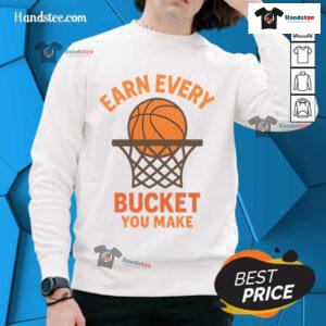 Awesome Earn Every Bucket You Make Sweatshirt in navy blue, perfect for basketball enthusiasts and stylish workouts.