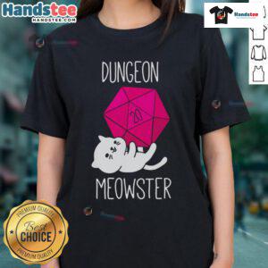 Funny Dungeon Meowster tee for nerdy cat ladies featuring a playful cat design, perfect for gamers and feline lovers.