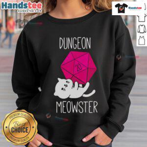 Funny Dungeon Meowster nerdy cat sweatshirt featuring a playful cat design perfect for gaming and cat lovers.