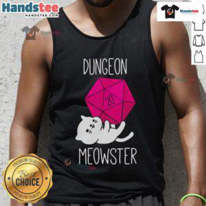 Funny Dungeon Meowster nerdy cat tank top featuring a playful cat design, perfect for feline lovers and gamers.