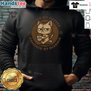 Cute cat hoodie with a funny Fueled by Coffee design, perfect for cat lovers and coffee enthusiasts.