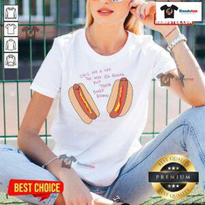 Funny hot dogs tee with a humorous 'Call me a vet' phrase for dog lovers, perfect for casual outings and pet-themed events.
