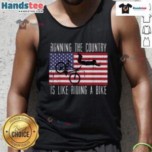 Funny running tank top featuring a humorous quote about riding a bike, perfect for lighthearted fitness enthusiasts.