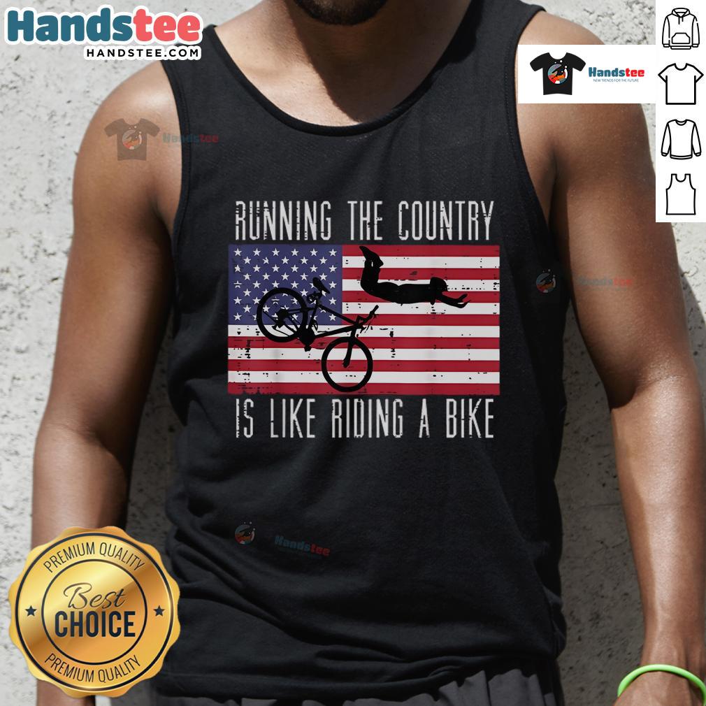 Funny running tank top featuring a humorous quote about riding a bike, perfect for lighthearted fitness enthusiasts.