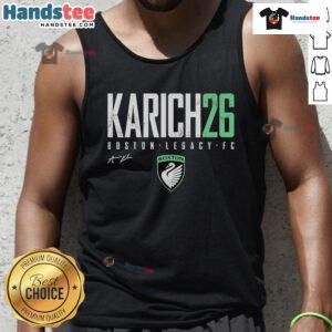 Good Annie Karich wearing Boston Legacy FC Elite Tank Top, showcasing sportswear style and team spirit.