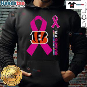 Good Cincinnati Bengals X Cancer Awareness hoodie featuring 'I'm A Survivor' message for support and empowerment.
