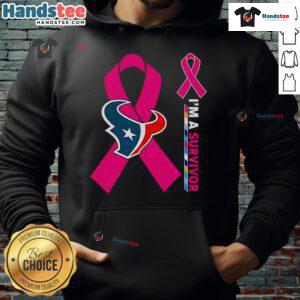 Houston Texans X Cancer Awareness hoodie featuring 'I'm a Survivor' design, perfect for fans supporting cancer research.