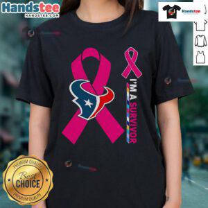 Good Houston Texans X Cancer Awareness 'I'm A Survivor' Ladies Tee showcasing support for cancer survivors in vibrant colors.