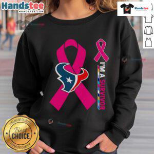 Good Houston Texans X Cancer Awareness 'I'm a Survivor' sweatshirt, showcasing team spirit and support for cancer survivors.