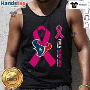 Good Houston Texans X Cancer Awareness 'I'm A Survivor' tank top, showcasing support for cancer survivors and awareness.