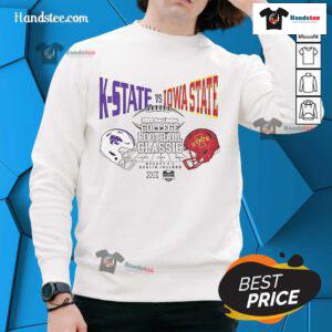 Good Kansas State vs Iowa State College Football Classic 2025 sweatshirt featuring team logos and vibrant colors.