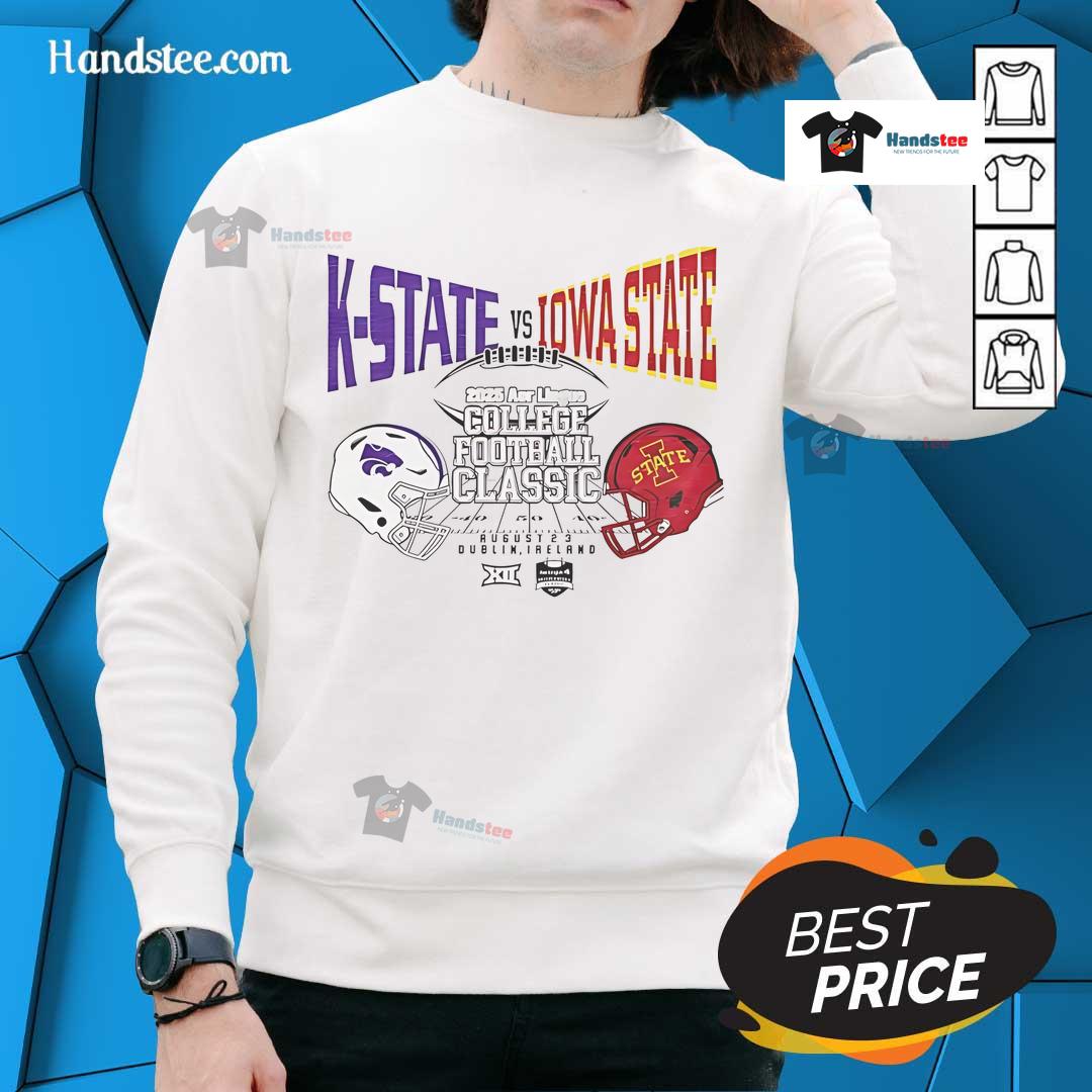 Good Kansas State vs Iowa State College Football Classic 2025 sweatshirt featuring team logos and vibrant colors.