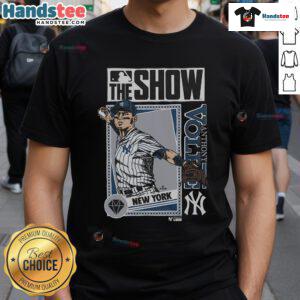 Good MLB The Show Yankees Anthony Volpe T-Shirt featuring player graphics and team colors for baseball fans.
