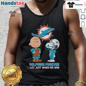 Alt Text: Good Miami Dolphins Charlie Brown Snoopy Dolphins Forever tank top showcasing team spirit and love for football.