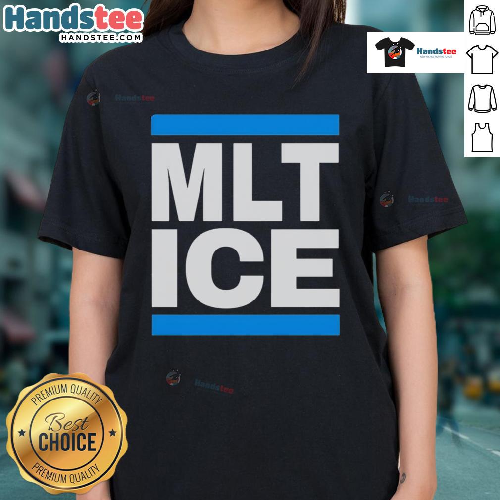 Good MLT Ice Anti-Fascist Ladies Tee featuring bold text and stylish design promoting anti-fascism in women's fashion.